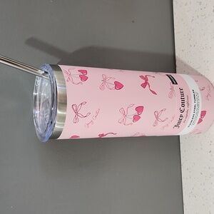 🔹️Juicy Couture 🔹️Pink Bow Coquette 24 Oz Stainless Steel Tumbler with Straw